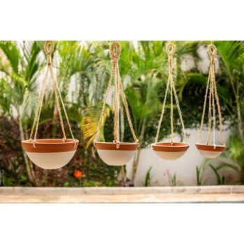 Set of 4 ceramic hanging planters