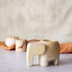 Hand carved elephant planter or tea light holder