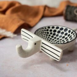 soapstone elephant dish hand painted with spots