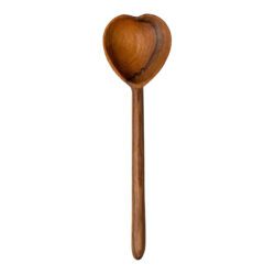 Olive wood spoon carved in heart shape