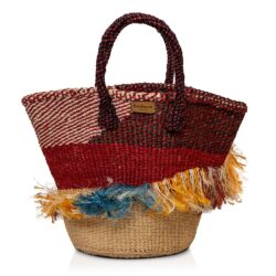 Colourful fringed woven bag