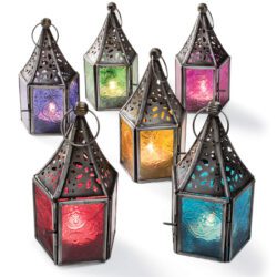 mini glass lanterns in different colours