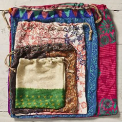 Reusable eco friendly sari gift bags fabric